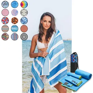 Personalized Print Absorbent Sand Free Microfiber Recycled Beach Towel with Bag