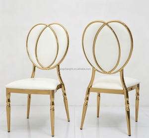 Sillas de Boda de Hierro Dorado Brillante, Diseño Nuevo, Lujosas y Duraderas, Respaldo Redondo en Forma de Corazón, para Hoteles, Banquetes y Eventos - Product Image 1