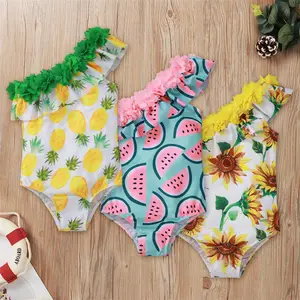 Maillot de bain une pièce coloré pour bébé fille, asymétrique épaule dénudée, Design, Bikini, vêtements de plage pour enfants