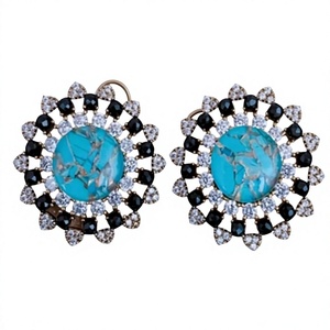 Attractive Sparkles <b>Silver</b> Plated Brass Zircon Antique Finish <b>Earrings</b>-Trendy Gift Jewelry for Women - Product Image 2