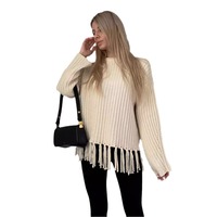 Pull col roulé vintage style preppy très rentable, tricoté à la main en viscose/polyester, uni, à manches longues, décontracté, automne-hiver