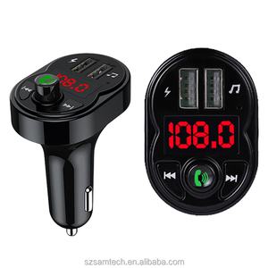 Adaptador <span class=keywords><strong>Bluetooth</strong></span> para coche Transmisor FM <span class=keywords><strong>Bluetooth</strong></span> Adaptador para coche con cargador rápido Audio Hi-Fi Llamadas claras Protección de seguridad múltiple - Product Image 1