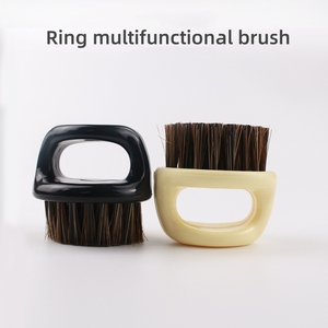 Profesional hombres afeitado cara pelo peluquero cuidado cepillo de limpieza anillo mango jabalí cerdas dedo barba cepillo - Product Image 2