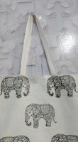 Sac fourre-tout élégant en toile imprimée motif éléphant, forme oreiller, deux poignées, bandoulière, écologique, pliable, 16 pouces, pour voyage