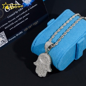 Precio de Promoción, Probador de Plata de Ley 925, Joyería Fina Personalizada Completamente Engastada, Colgantes, Dijes, Colgante <span class=keywords><strong>Hamsa</strong></span> - Product Image 6