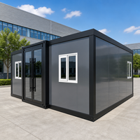Rumah Kontainer Lipat Tiny House 40FT Rangka Baja Dek Teras WPC Kabin Halaman Belakang Hunian Hemat Ruang