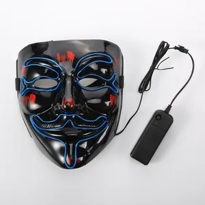Costumes Cosplay Adulte Effrayant Led Hacker Masque V Vendetta Masque Adultes Light Up Halloween Masque