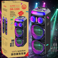 Speaker Portabel Nirkabel BT Karaoke Party DJ Aktif Hifi Sound DR-1266 Trolley 12 Inch dengan Tweeter Bass Super Kuat
