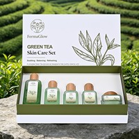 Ensemble de soins de la peau au thé vert fermenté EGCG, anti-acné, anti-rougeurs, apaisant, à l'acide salicylique, resserre les pores, contrôle du sébum
