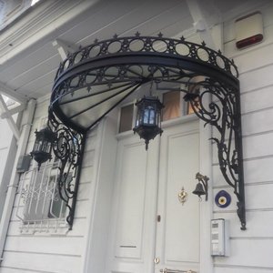 Wrought sắt mái hiên với tay giả mạo scrollwork thời tiết tán cho lối vào bảo vệ - Product Image 5