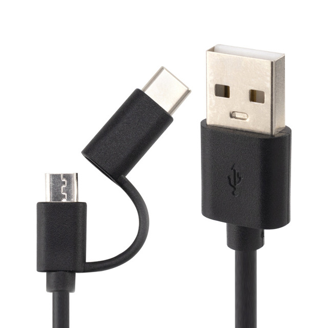 Wholesale 2 in1 USB to Micro Cable Type-C Micro To USB A Adapter 2.4A 2 in 1 Charger Cable