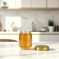 Stoples Kaca Bulat Kecil 200ml, Pot Transparan Mulut Lebar untuk Dapur, Wadah Kemasan Makanan Ukuran Kecil