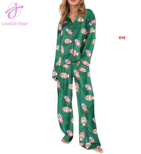 Loveda all'ingrosso stampa digitale 3D abbigliamento da notte invernale natale stampa a manica lunga pantaloni camicia <span class=keywords><strong>pigiama</strong></span> Suit - Product Image 2