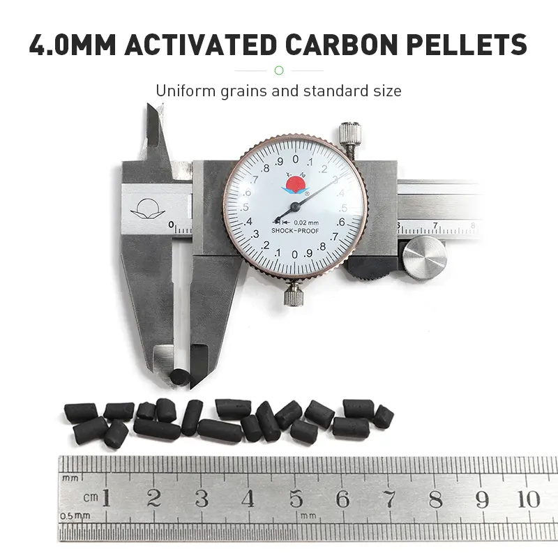 4MM 벌크 밀도 395-420 대나무 탄소 활성탄 펠릿