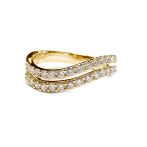 Hong Kong Drop Shipping bonne qualité 18k solide or blanc véritable diamant torsadé forme éternité mariage or bagues pour femmes - Product Image 3