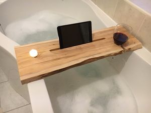 Solid Wood Multifunctional Storage Rack with One-Word Partition for Bathtub <b>Modern</b> Design Hotel & Living Room Furniture - Product Image 3