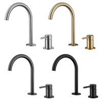 Robinet de cuisine à 2 trous en cuivre de style européen pour eau chaude et froide