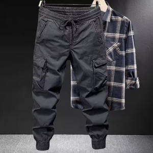 Men's Formal <b>Harem</b> Pants Trendy American Style Solid Color Canvas Breathable Anti-Pilling Mid Zipper Fly Flat Loose Fit Spring - Product Image 5