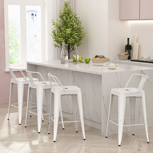 Chaises hautes de cuisine moderne <span class=keywords><strong>Tabouret</strong></span> de bar <span class=keywords><strong>Tabouret</strong></span> de bar en métal Tabourets de bar industriels blancs pour îlot de cuisine ou comptoir - Product Image 1