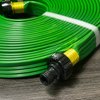Tuyau d'arrosage robuste de 30 m (100 pieds) vert à 3 tubes pour l'arrosage des grandes pelouses et l'utilisation professionnelle en aménagement paysager