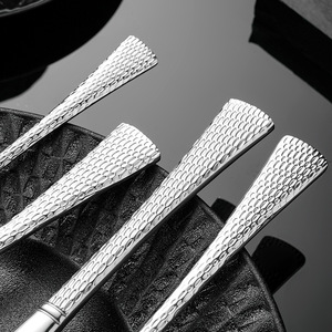 A54 Double-Sided Fishtail Pattern 304 Stainless Steel Knife <b>Fork</b> Spoon Set Durable European Style Tableware For Hotels - Product Image 1