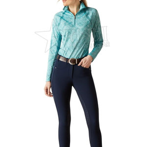 Women Horse Riding <b>Long</b> <b>Sleeves</b> Zip <b>Base</b> <b>Layer</b> 4 Way Stretchy Equestrian Clothing Rider Shirt for Sale - Product Image 6