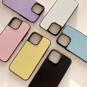 Hoge Kwaliteit Pu Saffiano Lederen Backcover Telefoon Hoesje Voor Iphone 11/12/13/14/15 Pro Max