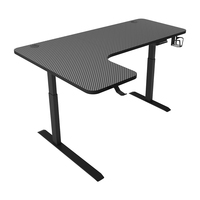 Moderne L-vormige gaming bureau met RGB LED carbon fiber oppervlak ergonomische computertafel voor thuiskantoor pc gaming setup station