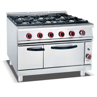 Cuisinière à gaz commerciale à 6 brûleurs avec four, en acier inoxydable, robuste, pour cuisine d'hôtel
