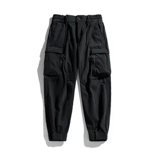 Pantalones holgados de sarga de algodón estilo callejero para hombre, calzas de color caqui Chino con 6 bolsillos, envío directo
