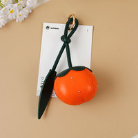 Porte-clés et breloque de sac en PU et coton, style Ins Miu, motif Ruyi kaki, pendentif fruit personnalisé et polyvalent, personnalisable en petites séries
