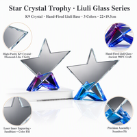 Trofeo de Cristal de Primera Calidad, Diseño Personalizado, Tallado a Mano en Forma de Pentagrama, Creativo, para Premios Anuales de Empresa