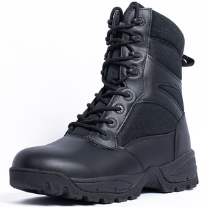 Bottes tactiques DF22 pour hommes, en cuir, imperméables, hautes, pour l'extérieur, toutes saisons, noires - Product Image 1