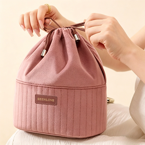 Bolsa Organizadora de Cosméticos de Gran Capacidad para Mujer, de Terciopelo y Poliéster, con Cierre de Cordón y Compartimentos con Letras, para Viaje - Product Image 5
