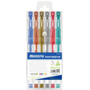 Mengfu M-0166 6 pezzi confortevole scrittura PVC Gel perla penne rosa blu viola verde colori inchiostro con impugnatura triangolare - Product Image 1