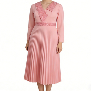 Maxi abito plissettato elegante da donna collezione primavera 2025 <span class=keywords><strong>su</strong></span> <span class=keywords><strong>misura</strong></span> per ufficio abbigliamento Chiffon digitale traspirante XS autunno - Product Image 3