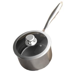 Petite casserole en acier inoxydable 304 non revêtue avec couvercle en verre, compatible <span class=keywords><strong>lave</strong></span>-<span class=keywords><strong>vaisselle</strong></span>, pour aliments complémentaires pour bébés, soupes et nouilles - Product Image 1