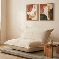 Fauteuil pouf triangulaire pour une personne avec tissu rayé doux et tissé, base en Oxford durable, design confortable pour se détendre