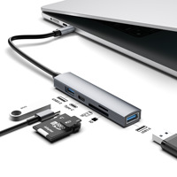 Hub USB C con Adaptador USB A, Lector de Tarjetas USB 3.0, Adaptador Multipuerto para Laptop, PC, MacBook, Notebook