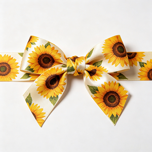 Lazo de Satén con Diseño de Girasol Brillante, Venta al por Mayor de Fábrica, Lazo Preformado de Tamaño Personalizado para Envolver Regalos, Decoración para Fiestas en Granjas - Product Image 6