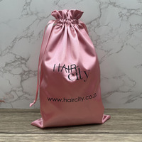 Sac de luxe personnalisé en satin avec cordon de serrage pour extensions capillaires, sac de rangement en satin de soie avec cordon pour paquets de cheveux
