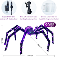 Décoration d'Halloween à l'extérieur Araignée géante-Décoration d'extérieur pour Halloween Araignée éclairée Araignée lumineuse avec 26 piquets de sol à lumière LED