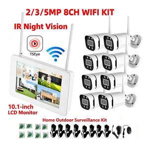 Kit de caméra de sécurité WIFI sans fil avec moniteur LCD 8CH 10,1 pouces, vision nocturne IR, détection de mouvement IP66, système de surveillance domestique - Product Image 1