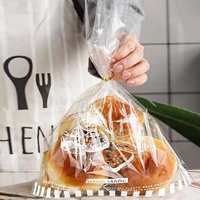 Sacs d'emballage pour pain de 11''x14'' avec soufflet de fond et attaches, en cellophane transparent imprimé « Pain fait avec amour »