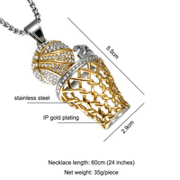 Hip Hop Plaqué Or NO.23 Acier Inoxydable Glacé Bling Bling Plein Cristal Basketball Pendentifs Collier De Sport pour Hommes Bijoux