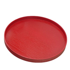 Red Wooden Serving <b>Tray</b> Round Solid Color For Wedding <b>Tea</b> Coffee Party Use - Product Image 1