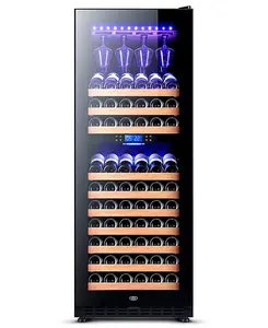 Odino şarap soğutucu şarap buzdolabı çay soğutucu ile çift katmanlı temperli cam kapi 408L 144 şişe büyük kapasiteli buzdolabı