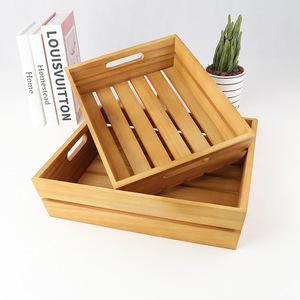 Panier de rangement en bois Longneng rectangulaire avec poignées, style rustique, pour l'affichage et l'organisation - Product Image 1