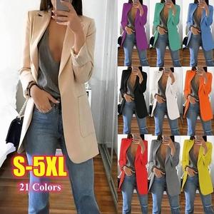 Frühling Herbst Damenmantel Einfarbiger Revers-Cardigan mit Taschen Übergröße Damen Eleganter Freizeitmantel - Product Image 2