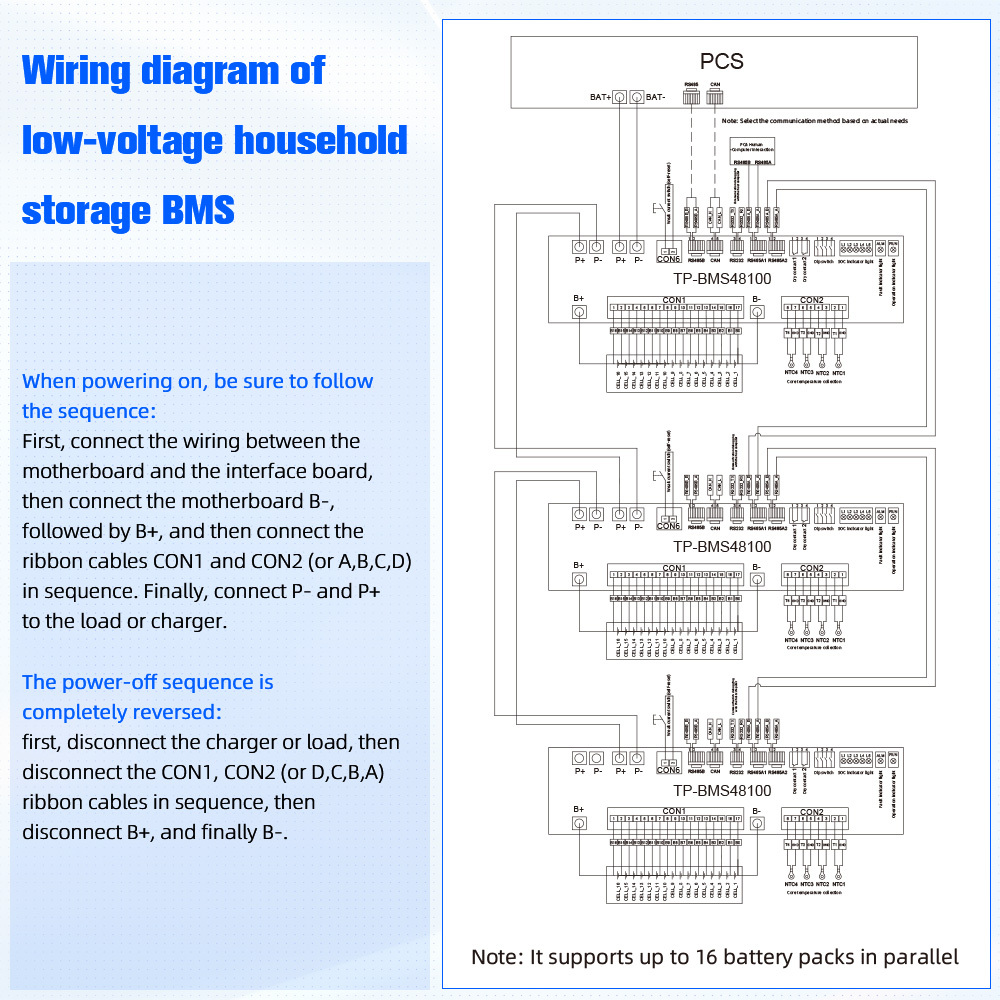 Tianpower Bms 8s 24v Lifepo4 Battery Management Systems 15s 48v Lifepo4 Bms 16s 100a Home Energy Storage Bms LCD Wifi Optional · image 6